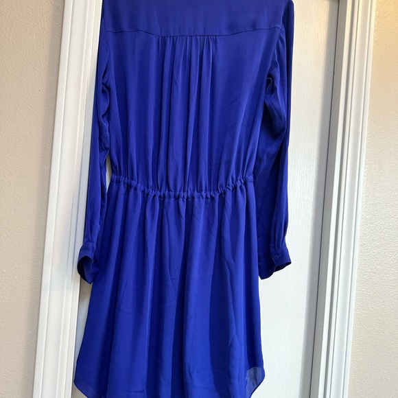 Rebecca Taylor Drawstring Silk Dress Size 4 - Blue - Picture 3 of 4